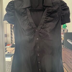Express Black Women's Blouse with Ruffle Trim